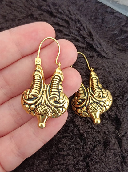 Portuguese Baroque Earrings Sterling Silver Gold Vermeil Traditional Earrings Regional Minho  Jewelry
