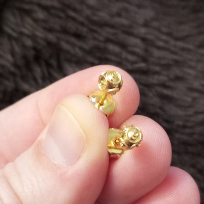 Solid Gold Filigree Viana Bead Stud 4mm Portuguese Earrings
