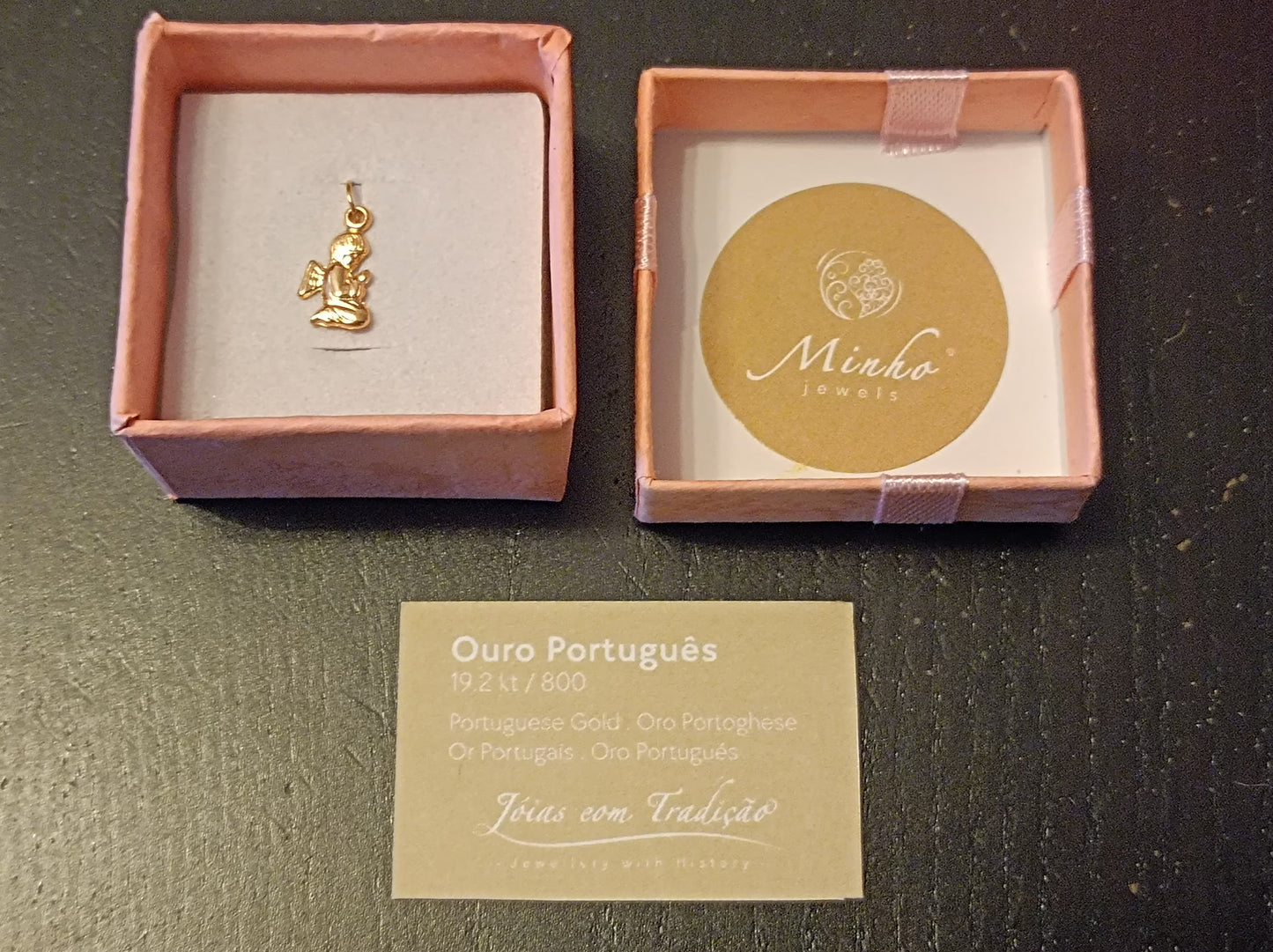 Guardian Angel Portuguese Solid Gold Protection Talisman Pendant