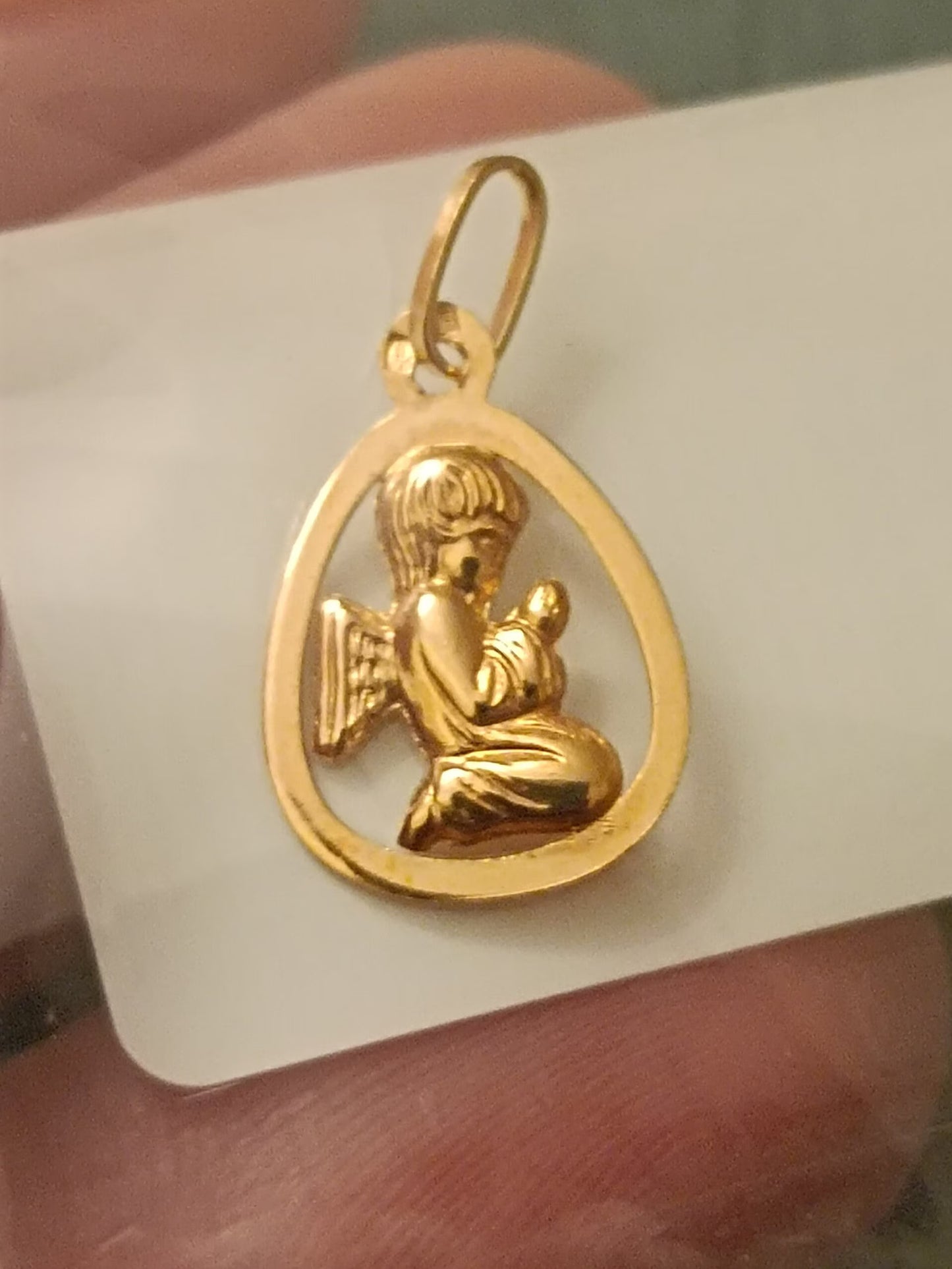 Guardian Angel Portuguese Solid Gold Protection Talisman Pendant
