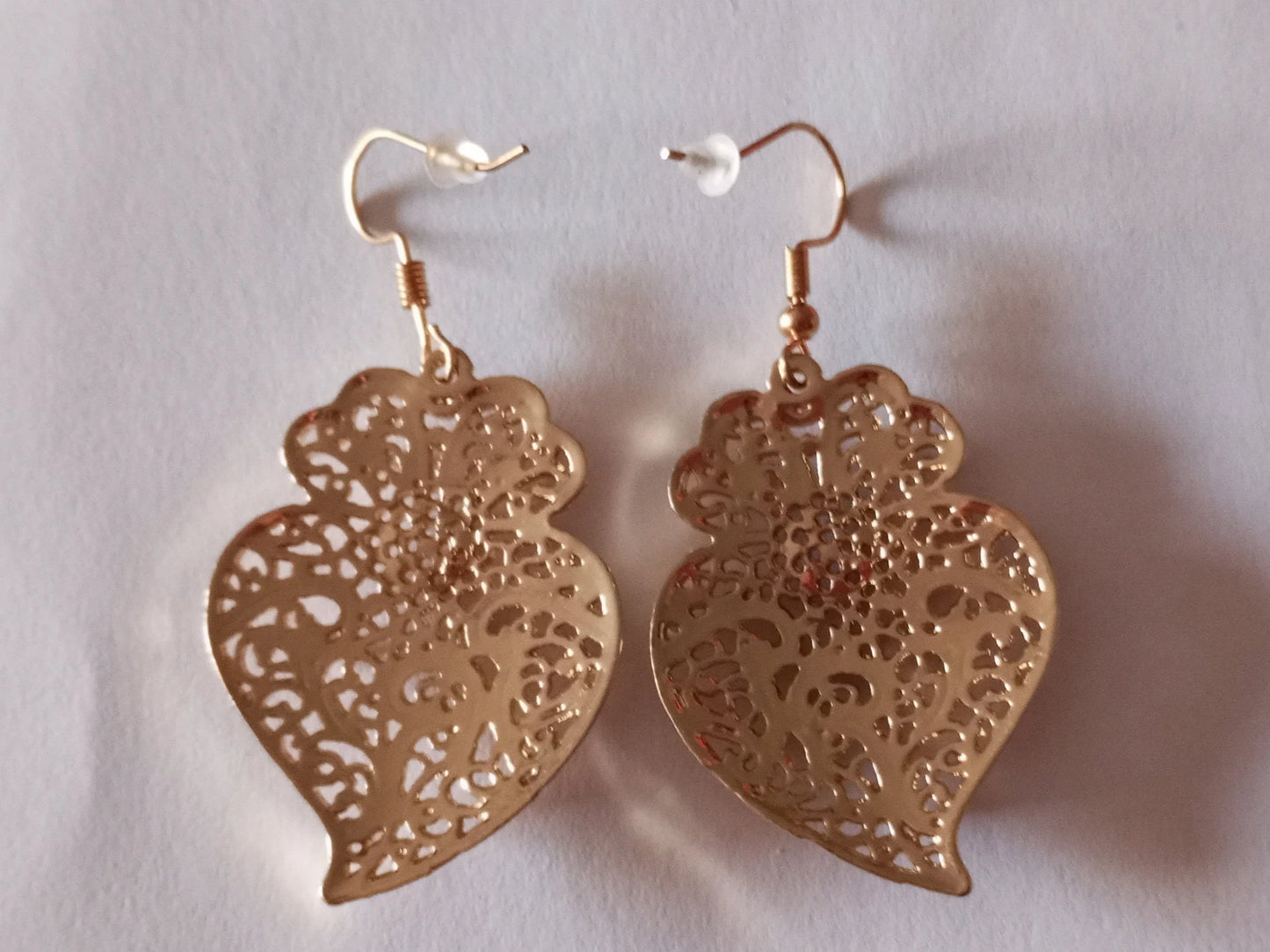 Heart of Viana Golden Filigree Metal Earring with White Pearl Hook Earring  ZAMAK