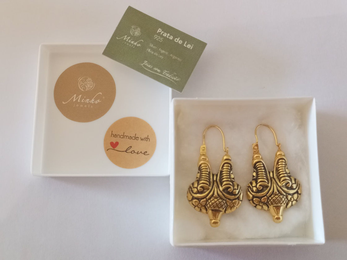 Portuguese Baroque Earrings Sterling Silver Gold Vermeil Traditional Earrings Regional Minho  Jewelry