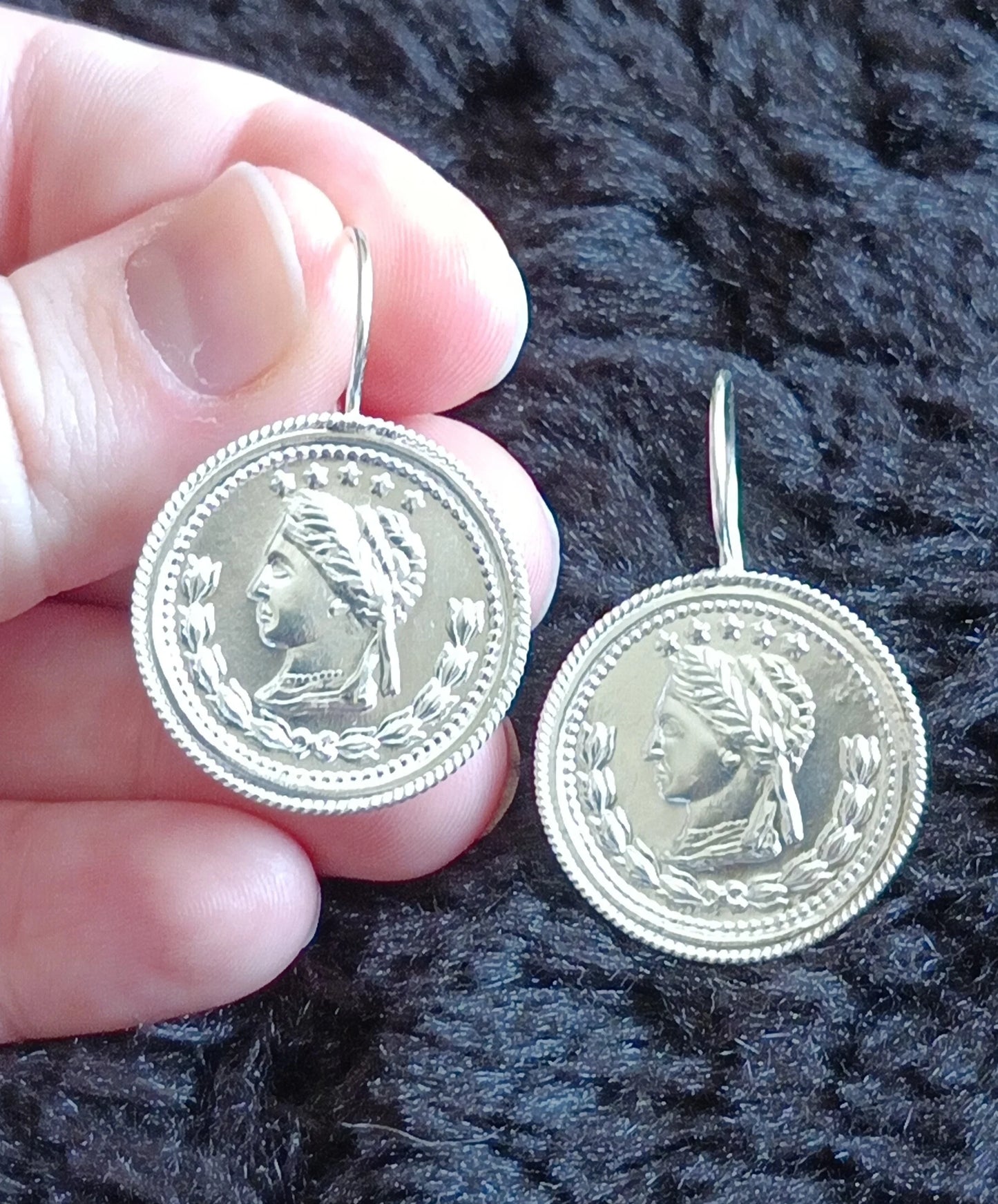 Gold-Vermeil Coin Earring Vintage Style Sovereign Inspired Portuguese Earrings