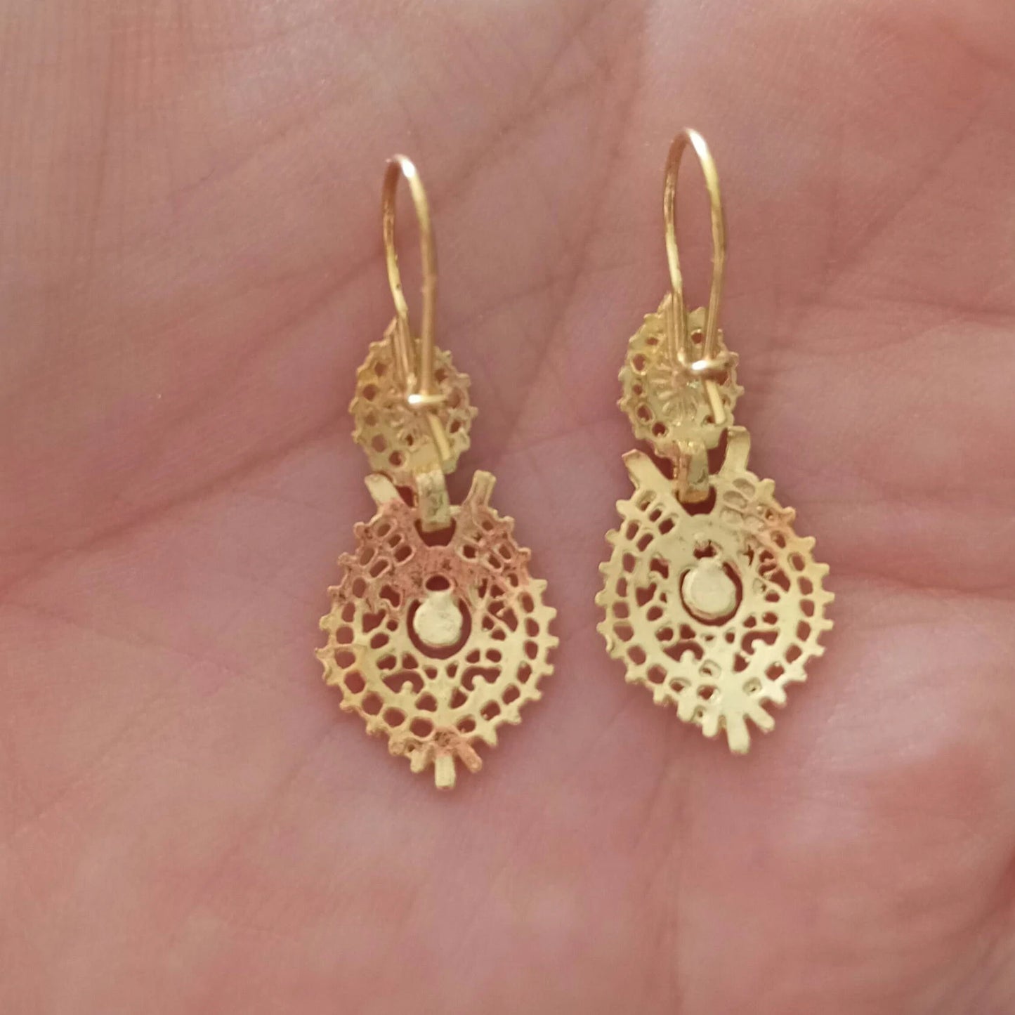 Gold-Vermeil Filigree Queen Earrings Handmade 925 Silver Portuguese Regional Folklore Earrings