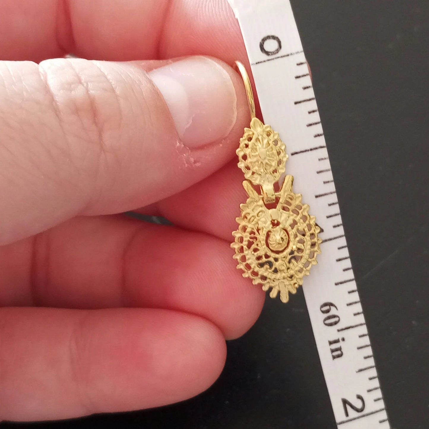 Gold-Vermeil Filigree Queen Earrings Handmade 925 Silver Portuguese Regional Folklore Earrings