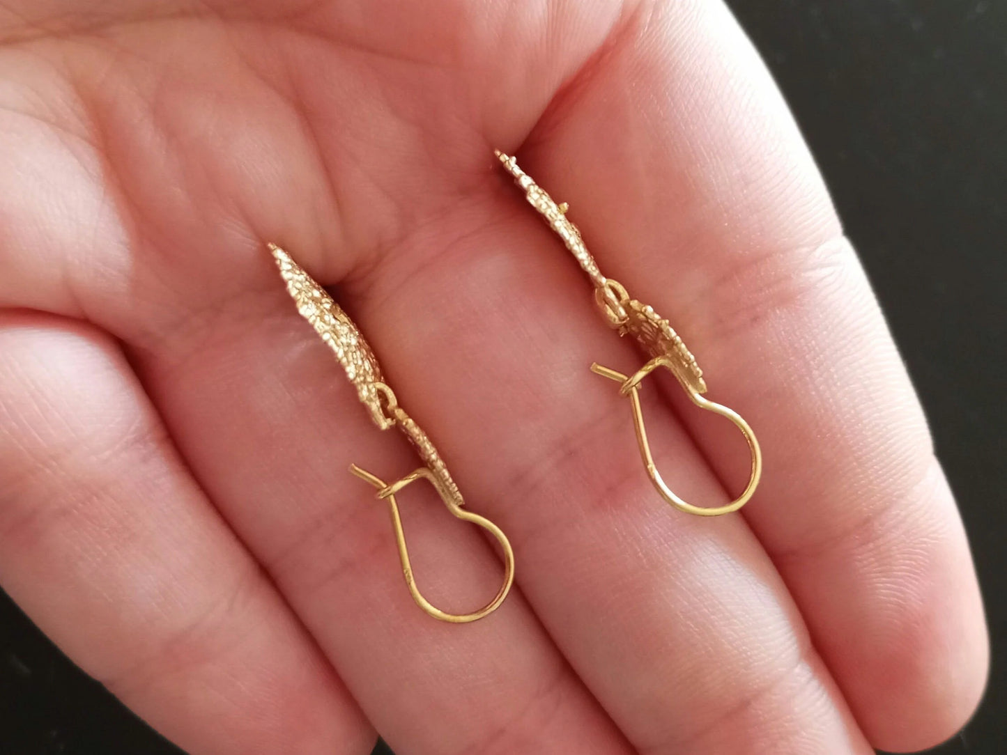 Gold-Vermeil Filigree Queen Earrings Handmade 925 Silver Portuguese Regional Folklore Earrings