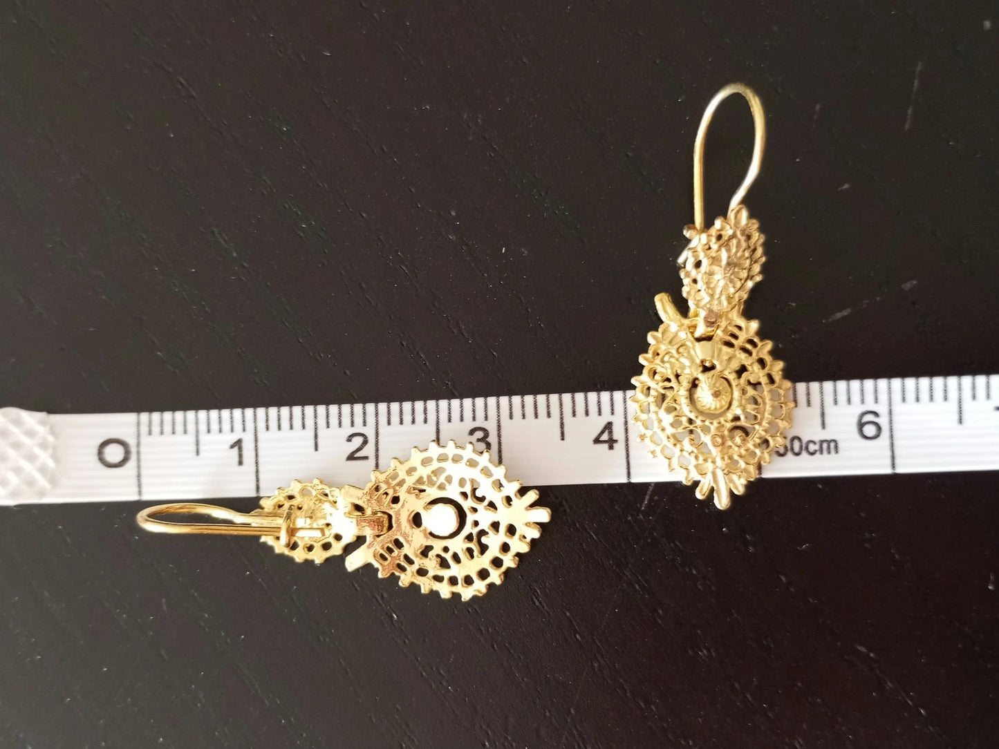 Gold-Vermeil Filigree Queen Earrings Handmade 925 Silver Portuguese Regional Folklore Earrings