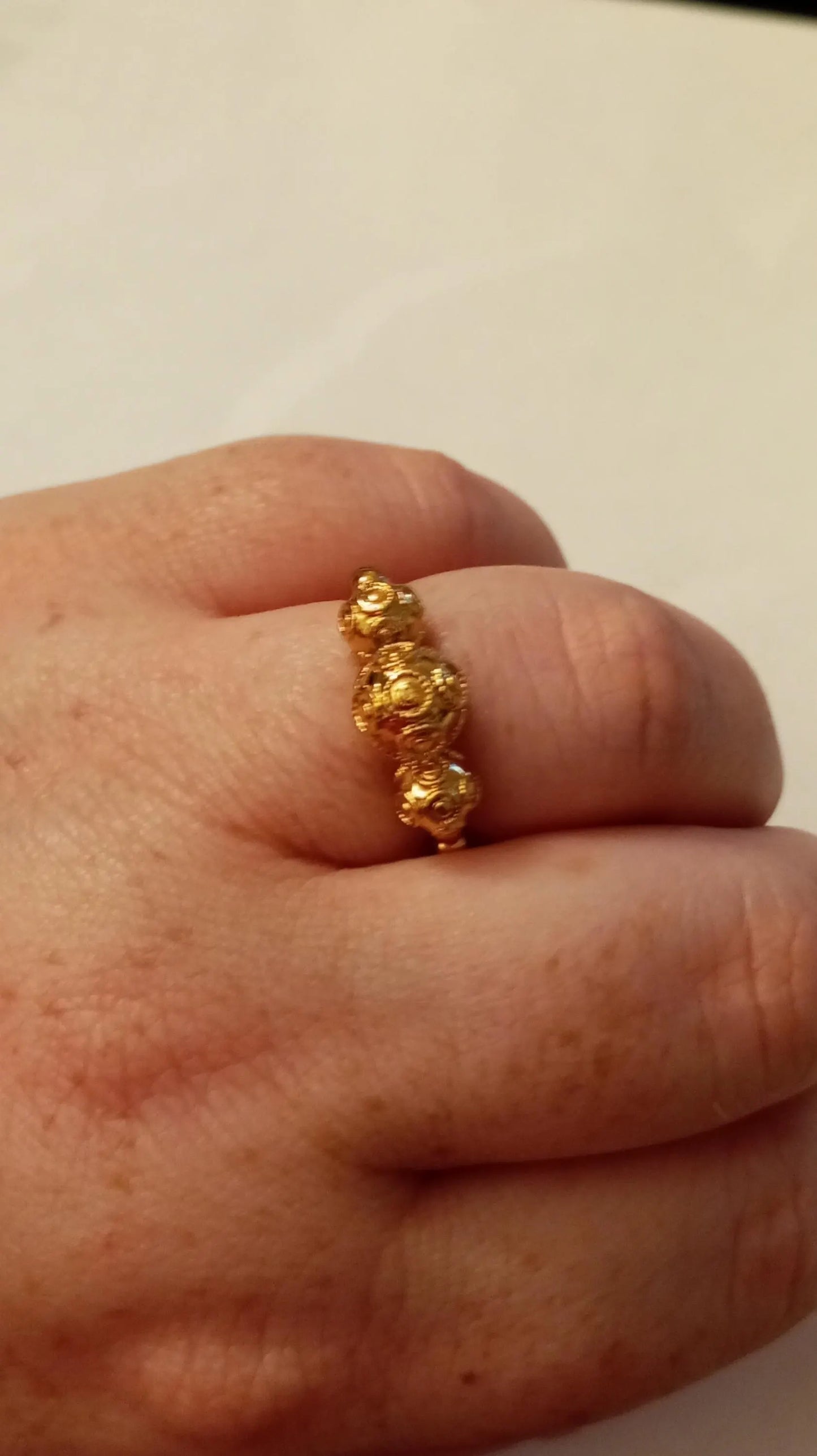 Portuguese Pearl of Viana Goldplated Handmade Filigree Tiara Ring Stainless Steel 24kt