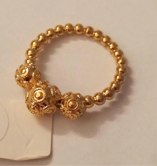 Portuguese Pearl of Viana Goldplated Handmade Filigree Tiara Ring Stainless Steel 24kt