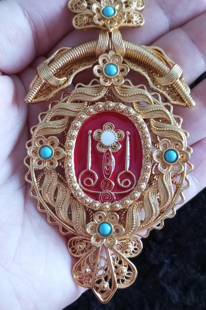24Kts Gold Filled Filigree Pendant Religious Reliquary Maxi Size
