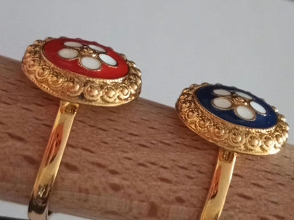 Anel de filigrana banhado a ouro, grande, de aço inoxidável, feito à mão, com banho de ouro 24K, filigrana portuguesa, anel unissex, semi-joia