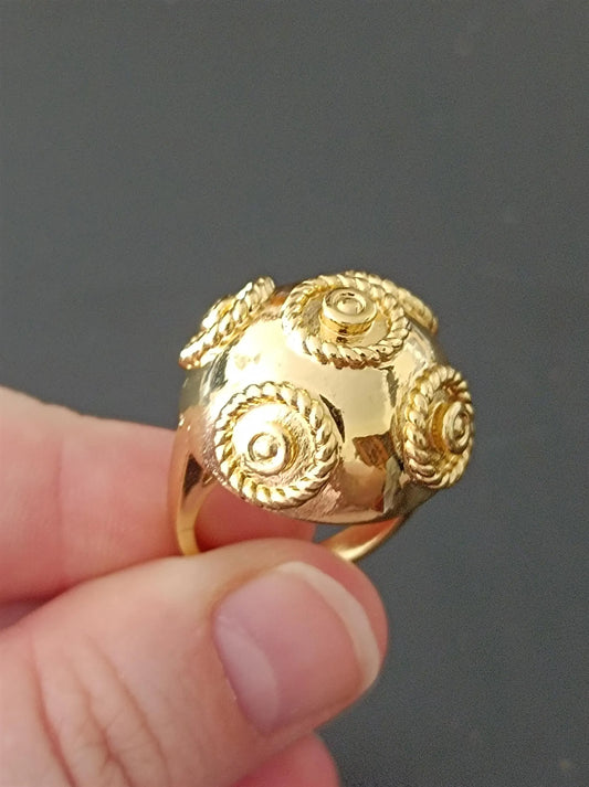 Pearl of Viana Goldplated Portuguese Filigree Ring Stainless Steel Handmade Ring 24K