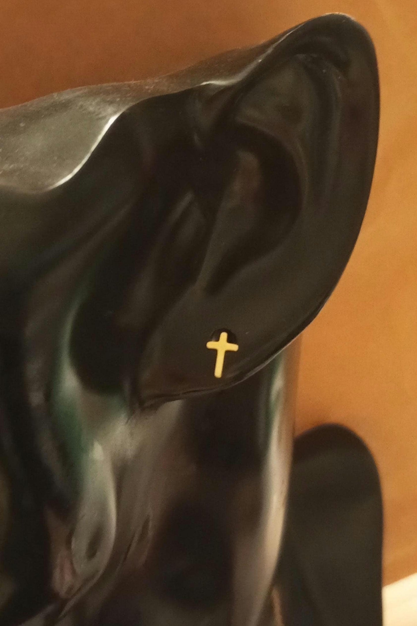 Brincos de ouro verdadeiro 18K, cruz, unisexe, pequenos, amarelo, ouro 750, crucifixo, joias religiosas, presente de ouro, joias cristãs, homens, tachas