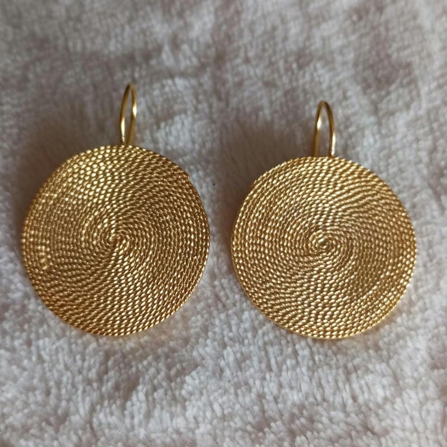 Portuguese Filigree Gold-Vermeil Twisted Thread Earrings Handmade Filagree Basketwork Style,Maxi Size