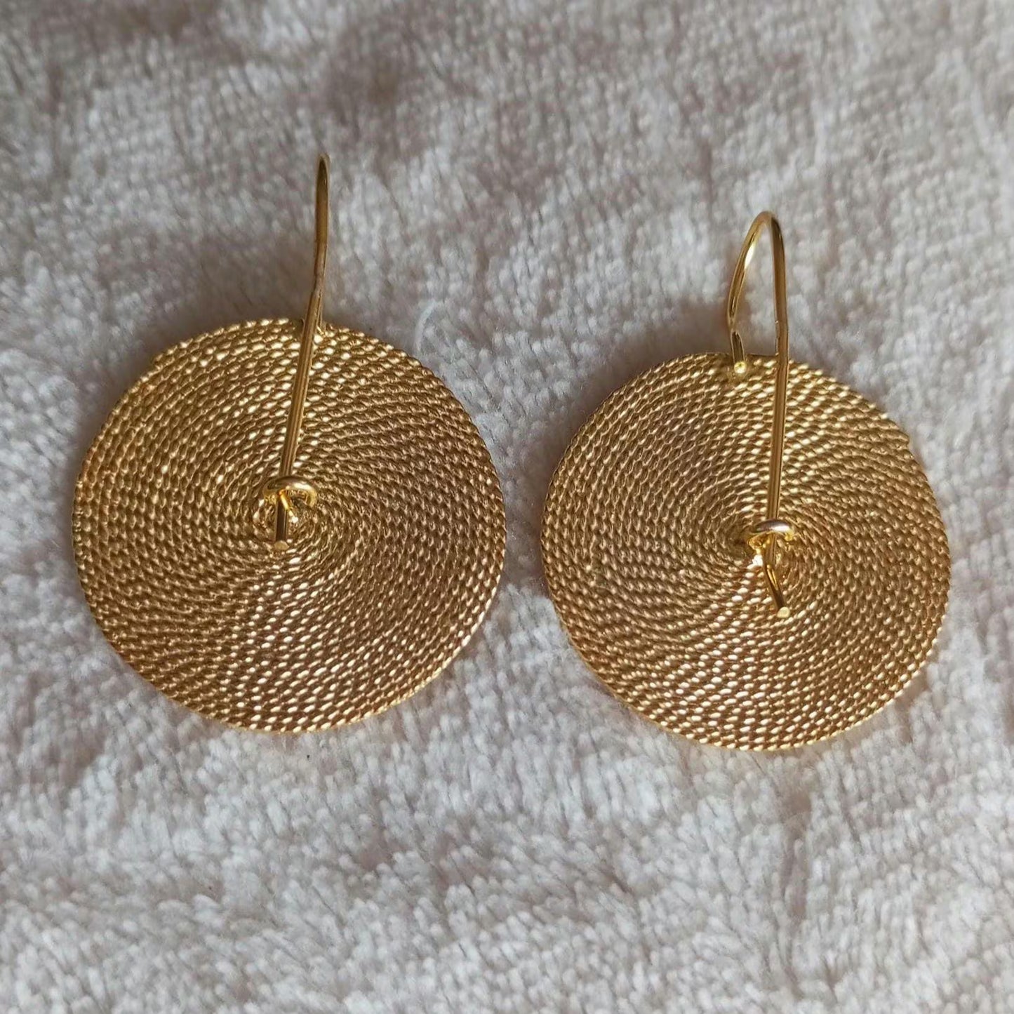 Portuguese Filigree Gold-Vermeil Twisted Thread Earrings Handmade Filagree Basketwork Style,Maxi Size