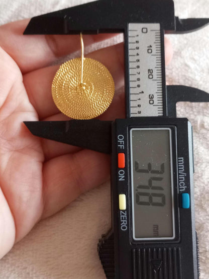 Portuguese Filigree Gold-Vermeil Twisted Thread Earrings Handmade Filagree Basketwork Style,Maxi Size