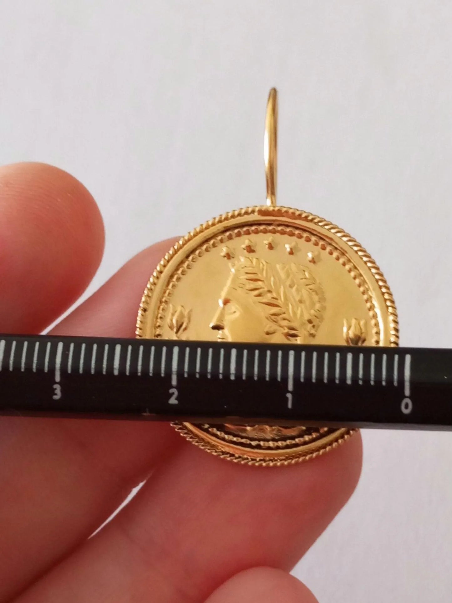 Gold-Vermeil Coin Earring Vintage Style Sovereign Inspired Portuguese Earrings