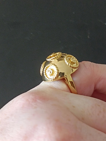 Anel de Filigrana Portuguesa Banhado a Ouro Pérola de Viana Anel de Aço Inoxidável Feito à Mão 24K