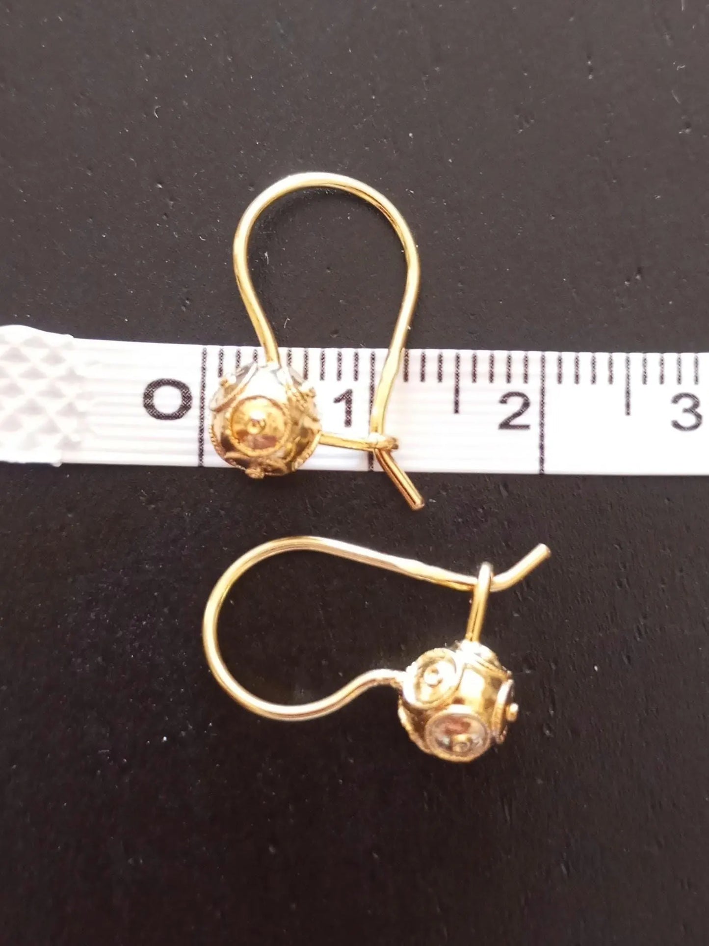 Solid Gold Portuguese Filigree Viana Bead Hook Earrings
