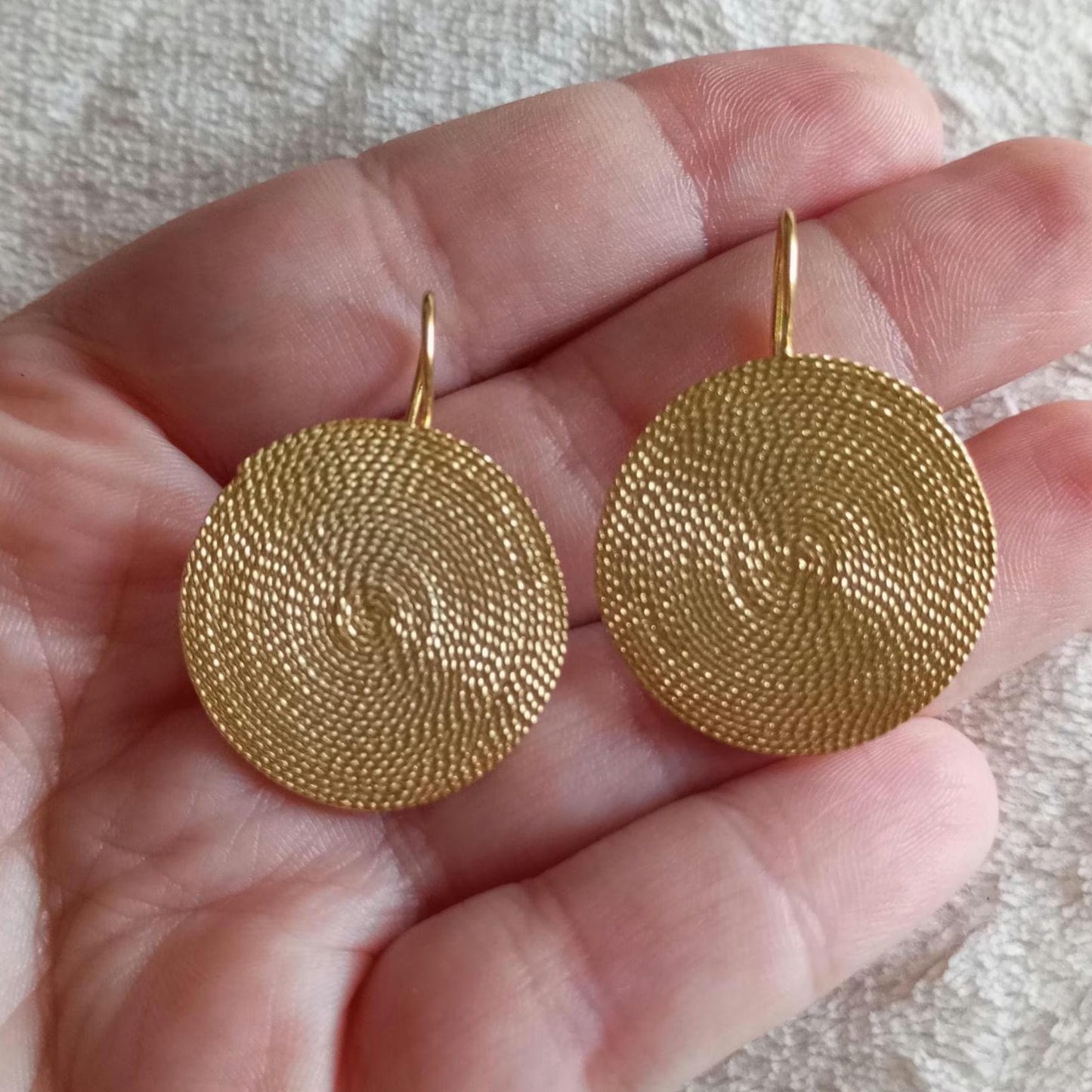 Portuguese Filigree Gold-Vermeil Twisted Thread Earrings Handmade Filagree Basketwork Style,Maxi Size