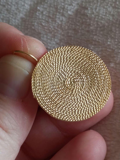 Portuguese Filigree Gold-Vermeil Twisted Thread Earrings Handmade Filagree Basketwork Style,Maxi Size