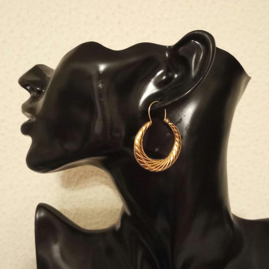 Goldfilled Big Hoops Stainless Steel Earring Barroque Style Hollow