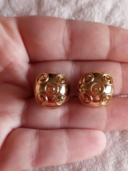 24 Carats Goldfilled Bead of Viana Portuguese Earring Clip-On Stainless Steel Filigree