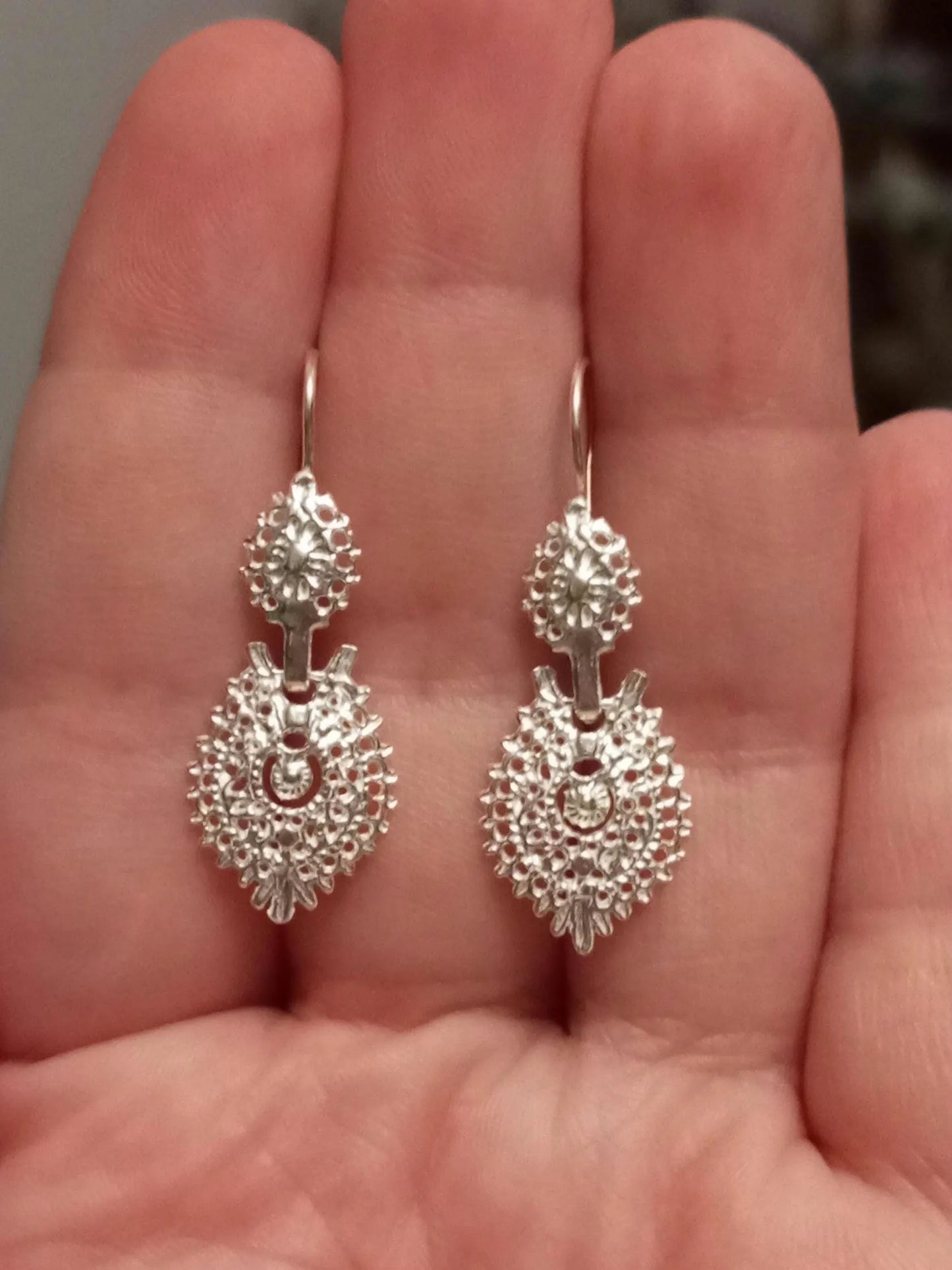 Gold-Vermeil Filigree Queen Earrings Handmade 925 Silver Portuguese Regional Folklore Earrings