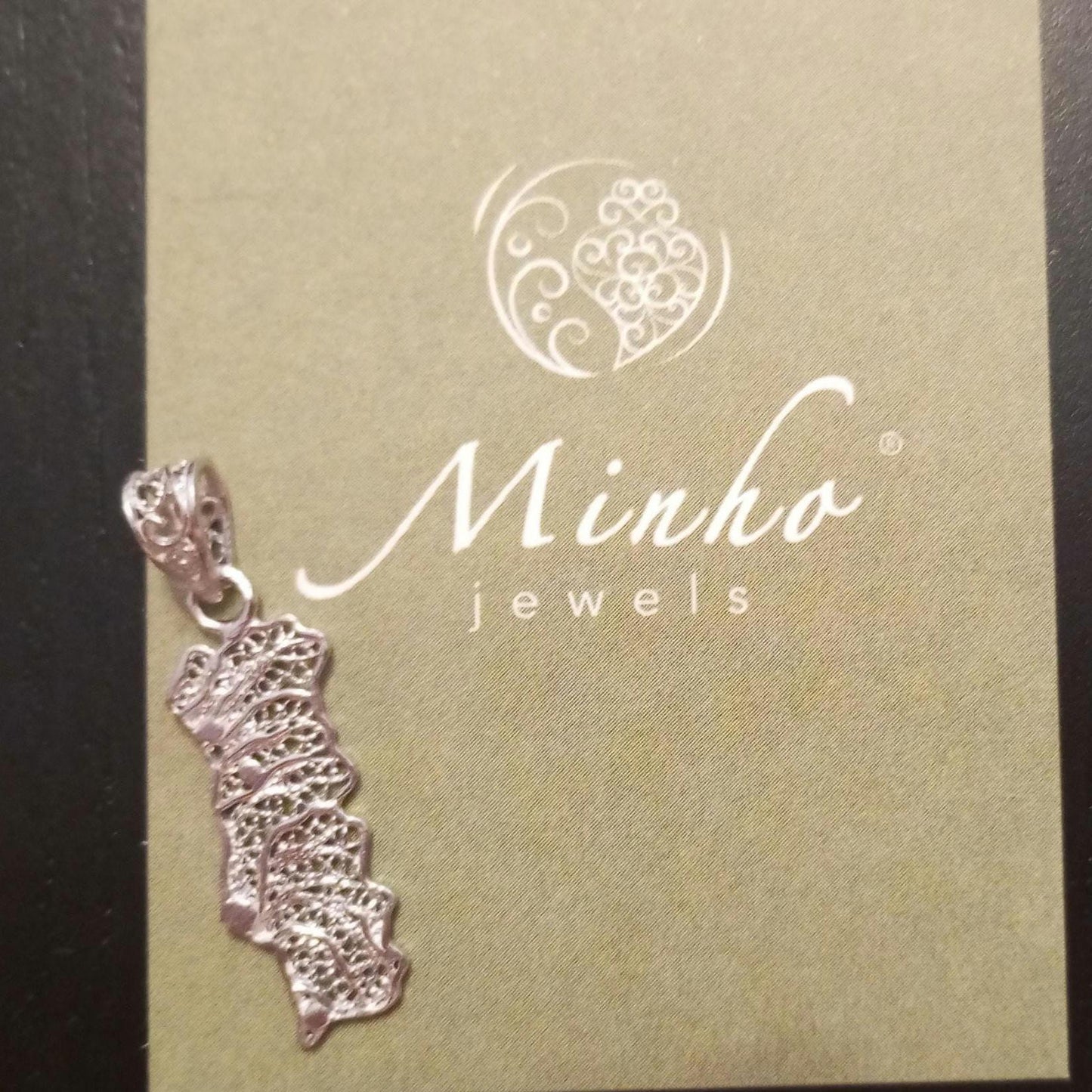 Sterling Silver Handmade Filigree Portugal Map Pendant