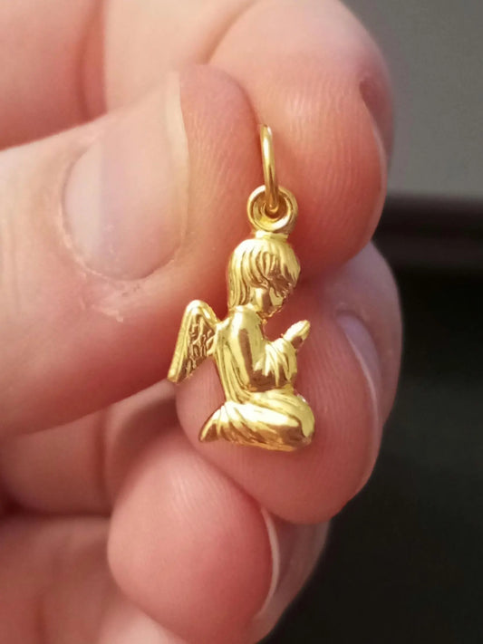 Guardian Angel Gold-Vermeil Pendant Sterling Silver Religious Talisman