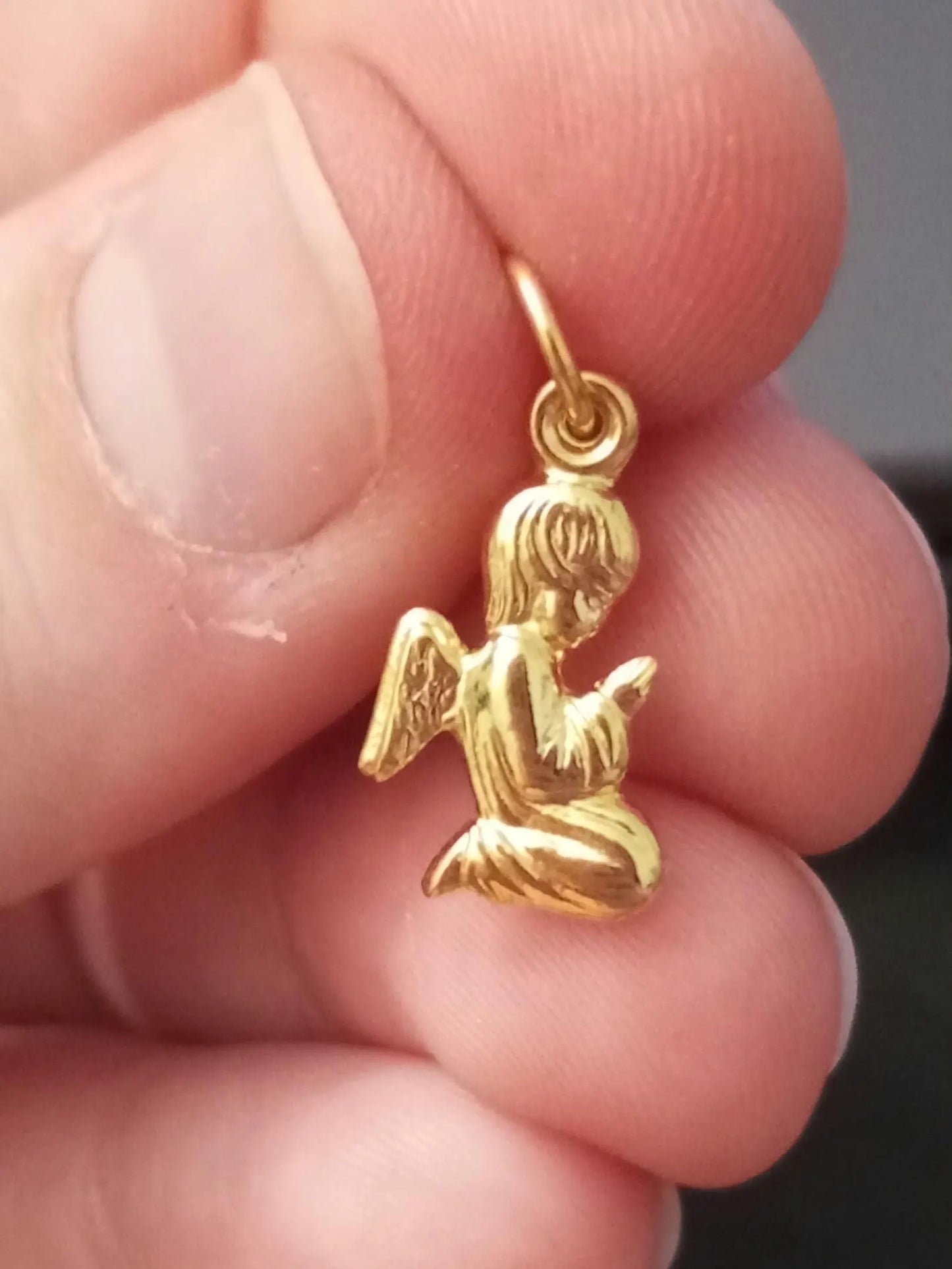 Guardian Angel Gold-Vermeil Pendant Sterling Silver Religious Talisman