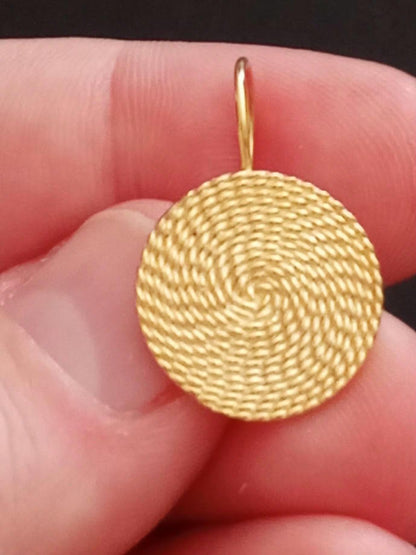 Portuguese Filigree Gold-Vermeil Twisted Thread Earrings Handmade Filagree Basketwork Style