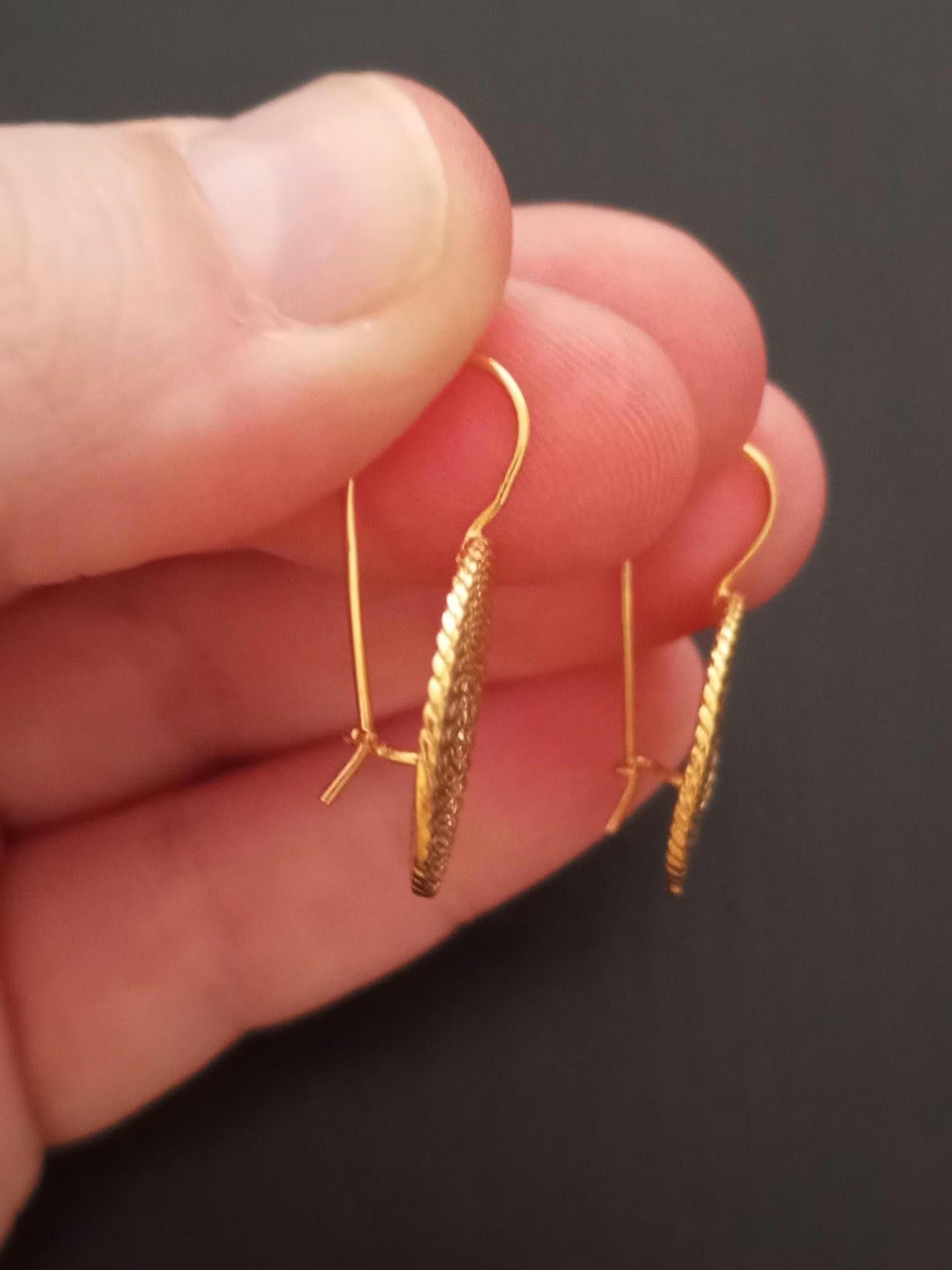 Portuguese Filigree Gold-Vermeil Twisted Thread Earrings Handmade Filagree Basketwork Style