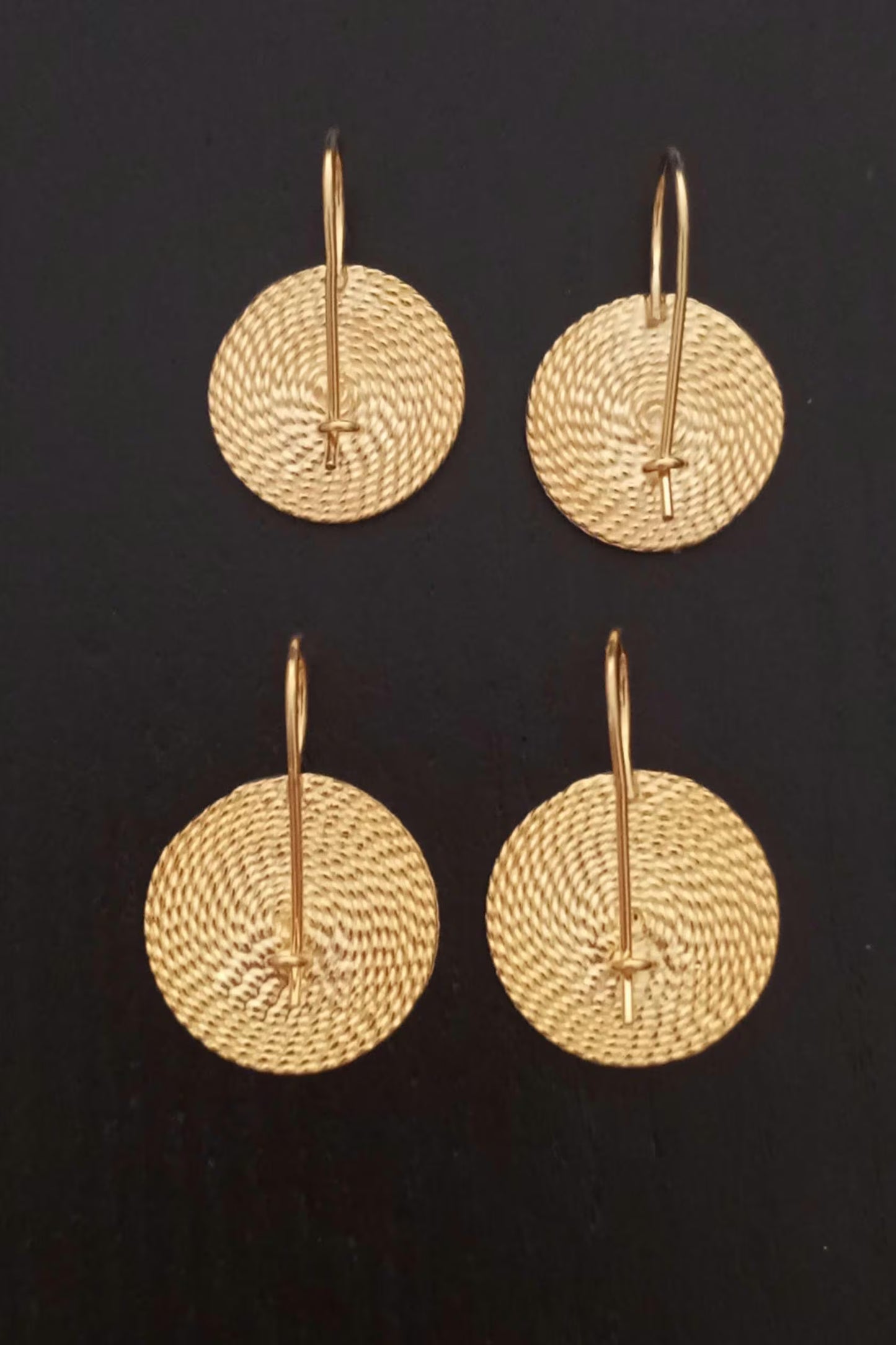 Portuguese Filigree Gold-Vermeil Twisted Thread Earrings Handmade Filagree Basketwork Style