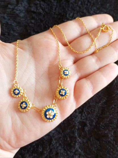 Portuguese Traditional Filigree 5 Caramujos Gold-Vermeil Necklace