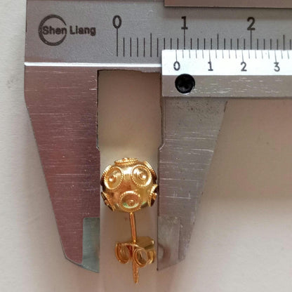 Solid Gold Bead of Viana Filigree Stud Earrings 9mm