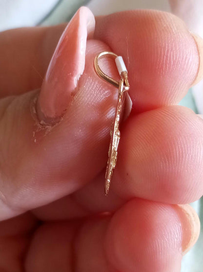 Solid Gold Caravaca Cross Pendant  19Kt Gold Yellow Crucifix Pendant