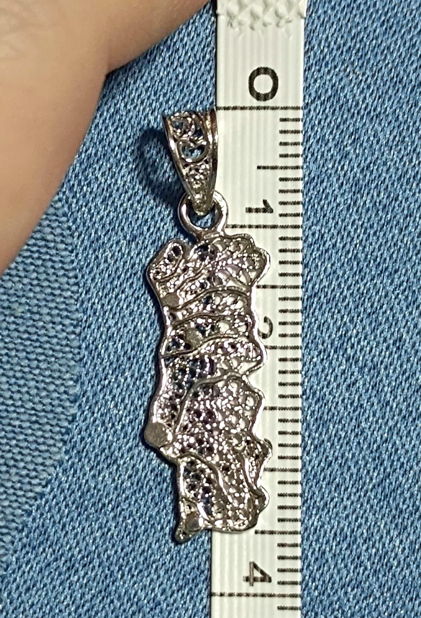 Sterling Silver Handmade Filigree Portugal Map Pendant
