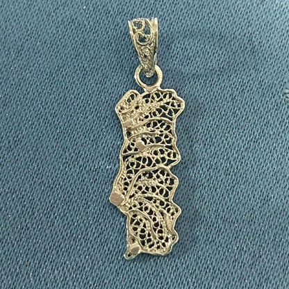 Sterling Silver Handmade Filigree Portugal Map Pendant