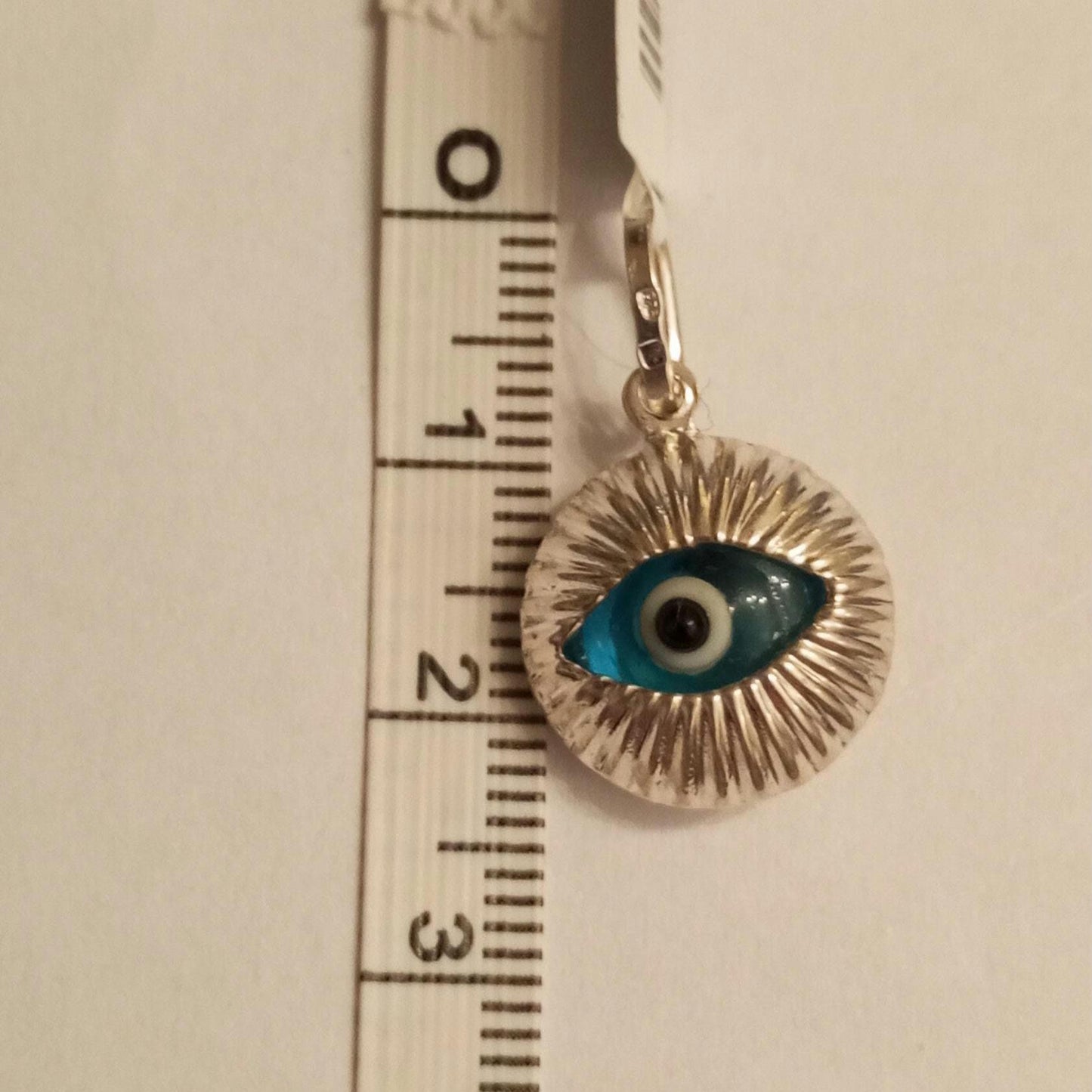 Turkish Eye Sterling Silver Pendant 925 Murano Glass Style