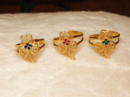 Portuguese Filigree Heart of Viana Adjustable Gold-Vermeil Ring
