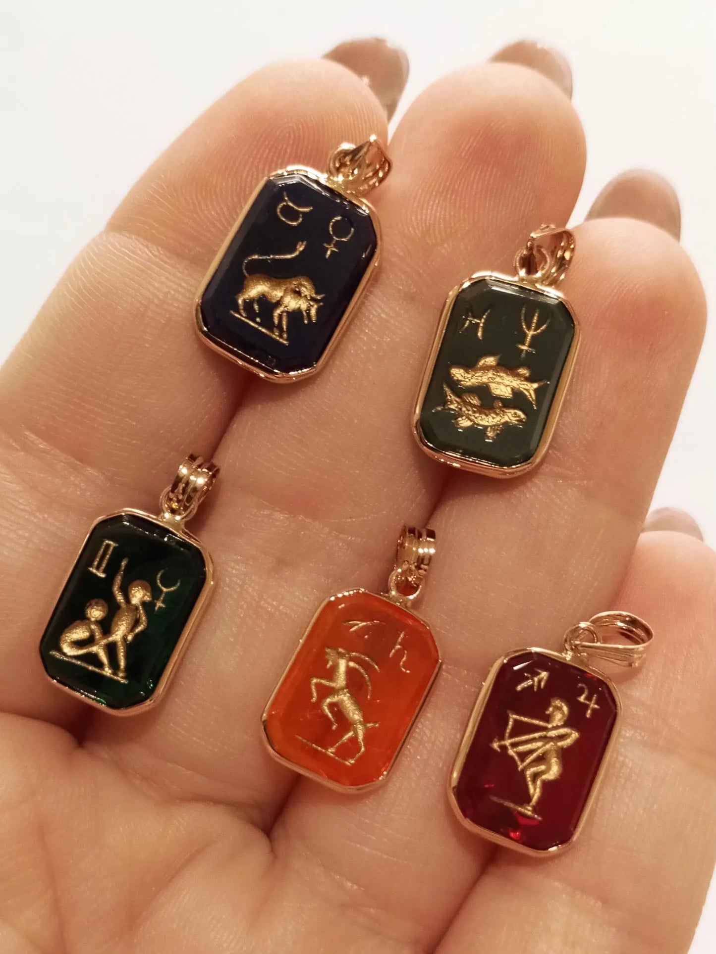 Portuguese Solid Gold Horoscope Pendant, Zodiac Medallion