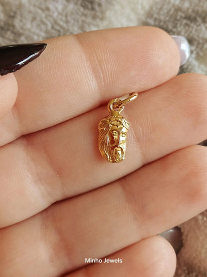 19Kt Gold Jesus Pendant - Religious Christ Medallion Charm