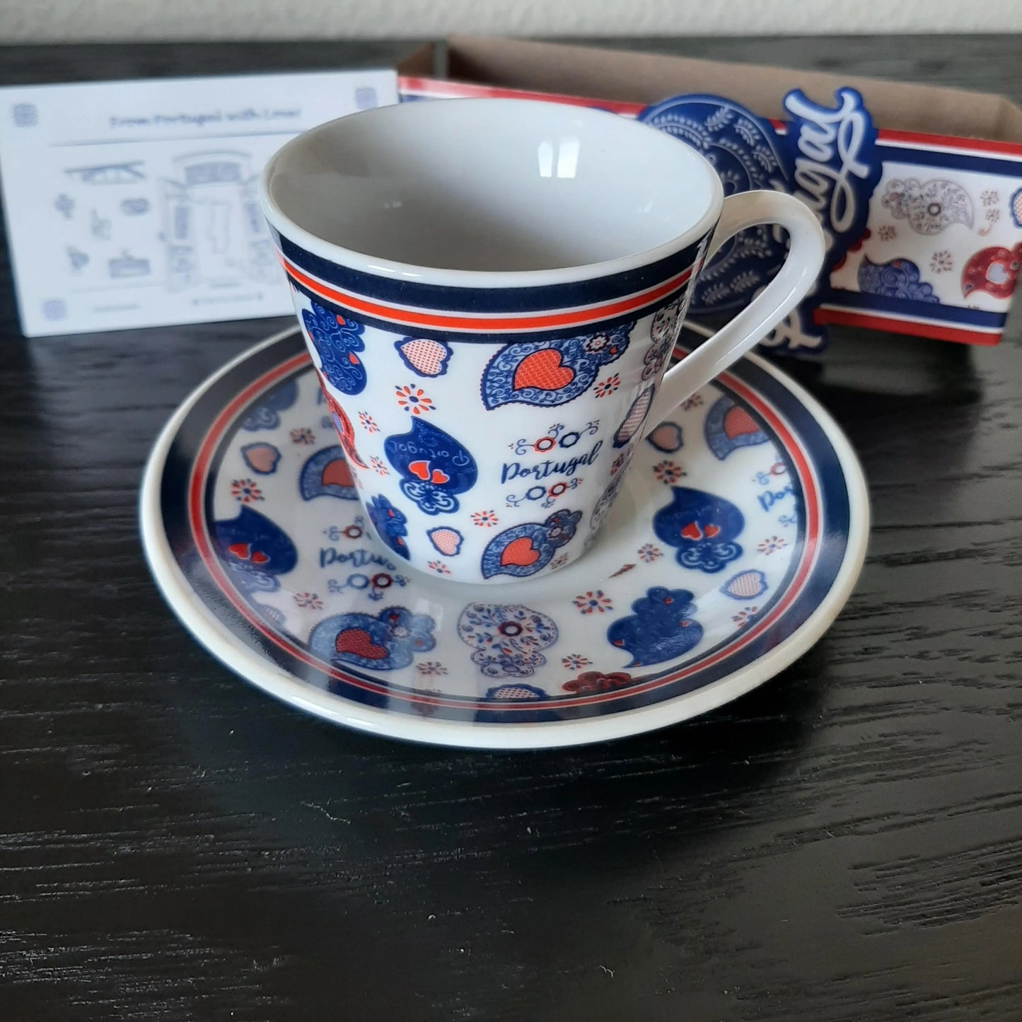 Portuguese Espresso Coffee Cups & Saucers Traditional Ceramic Gift Set