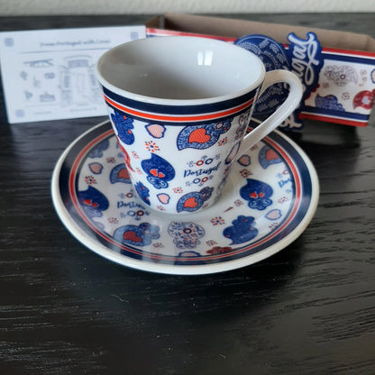 Portuguese Espresso Coffee Cups & Saucers Traditional Ceramic Gift Set