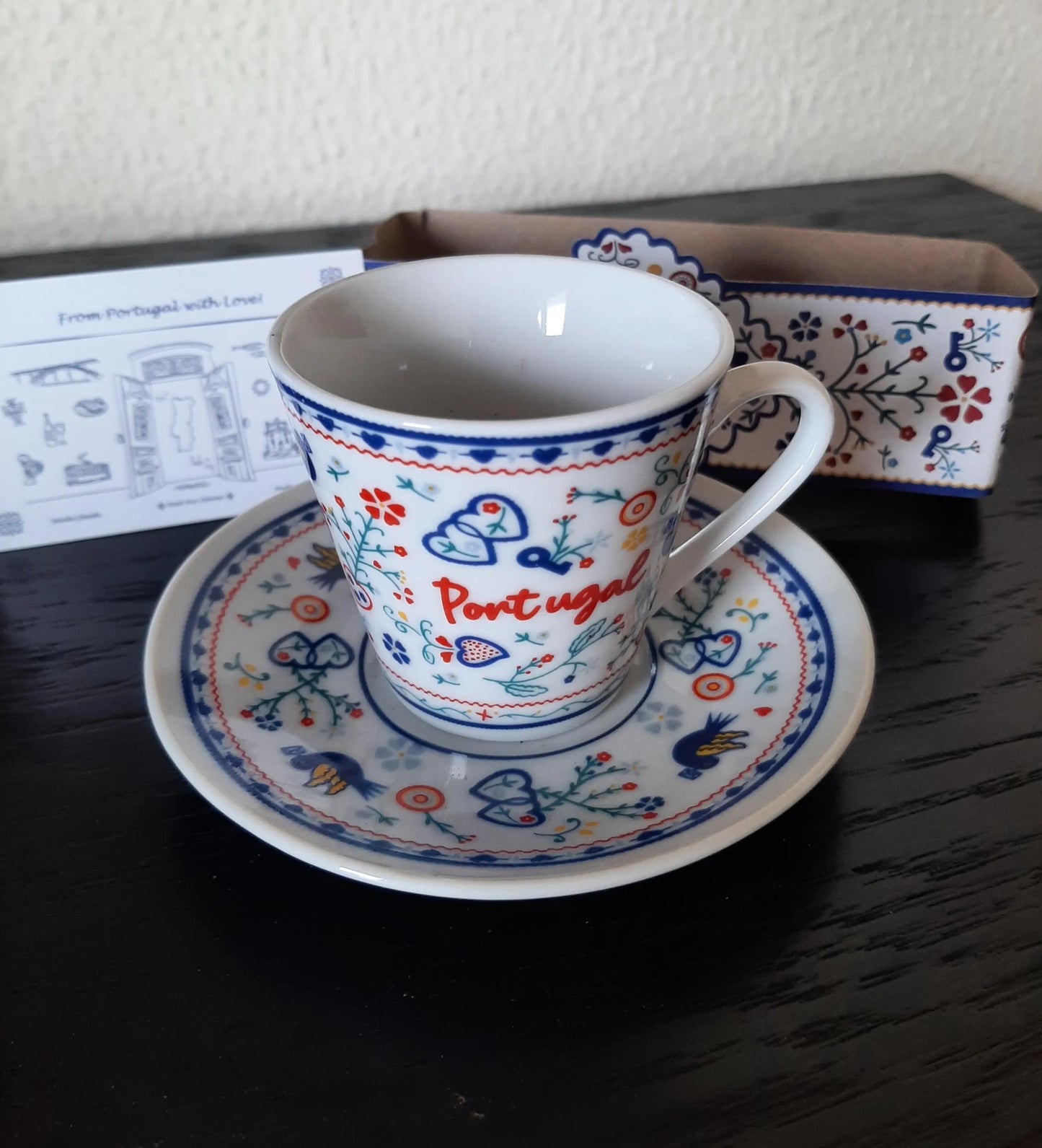 Portuguese Espresso Coffee Cups & Saucers Traditional Ceramic Gift Set