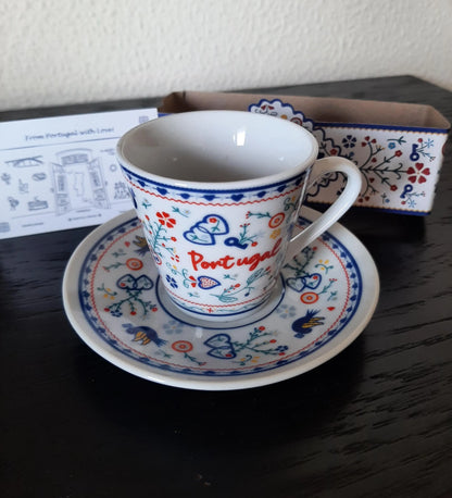 Portuguese Espresso Coffee Cups & Saucers Traditional Ceramic Gift Set