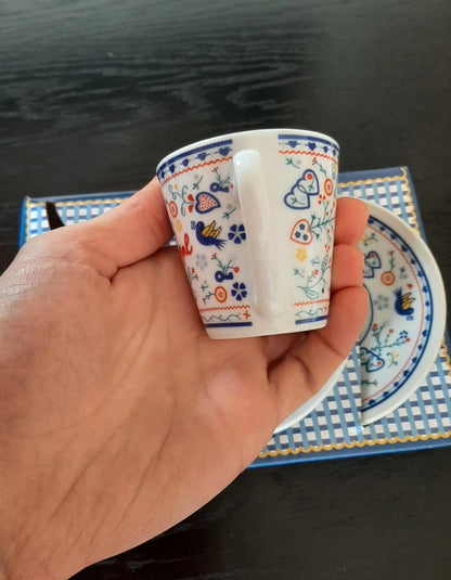 Portuguese Espresso Coffee Cups & Saucers Traditional Ceramic Gift Set