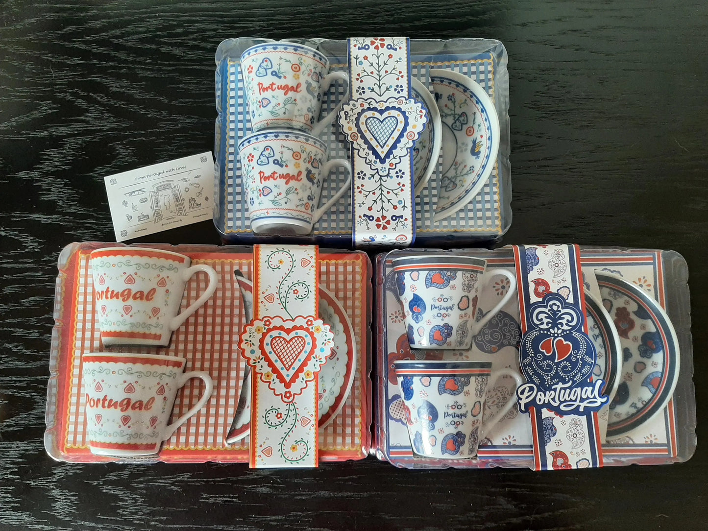Portuguese Espresso Coffee Cups & Saucers Traditional Ceramic Gift Set