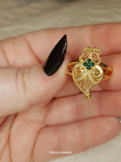 Portuguese Filigree Heart of Viana Adjustable Gold-Vermeil Ring